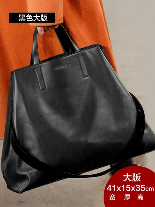 2023 New Fashion Genuine Leather Women's handbags Large Capacity 14-15.6 inch laptop bag Ladies commuter Bucket Tote Bags Soft - Image 11