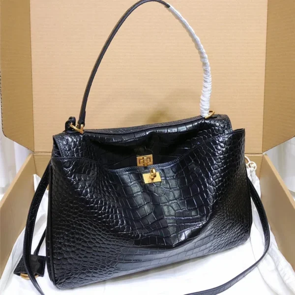 Crocodile Pattern Handbag 2024 New Genuine Leather Women's Bag with Advanced Feeling, Lazy Crossbody Underarm Bag Large Capacity - Image 3