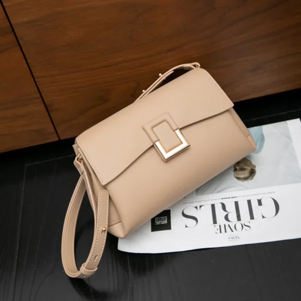 Female Split Leather Square Handbags Solid Color Women Commute Messenger Bags Fashion Simple Lady's Shoulder Bag Flap Pocket New - Image 9