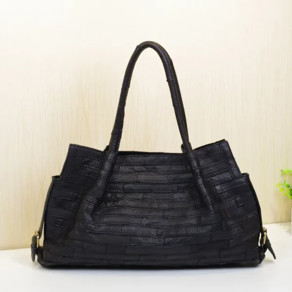 2023 New Genuine Leather Women Tote Bag Lady Shoulder Bag Black Large Capacity Handbags Portable Top Handle Satchel Bags