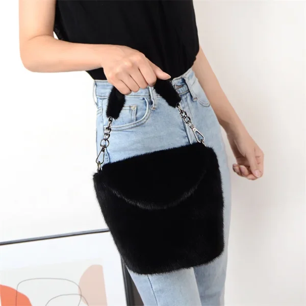 Women’s Clothing Designer Fur Handbag 2023 New Fashion Mink Fur Large Capacity Luxury Fur Handbag Free Of Freight For Women - Image 5