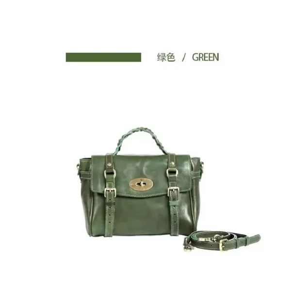 2022 New Genuine Leather Women's Handbags Retro Vegetable Tanned Cowhide Messenger Bag - Image 4