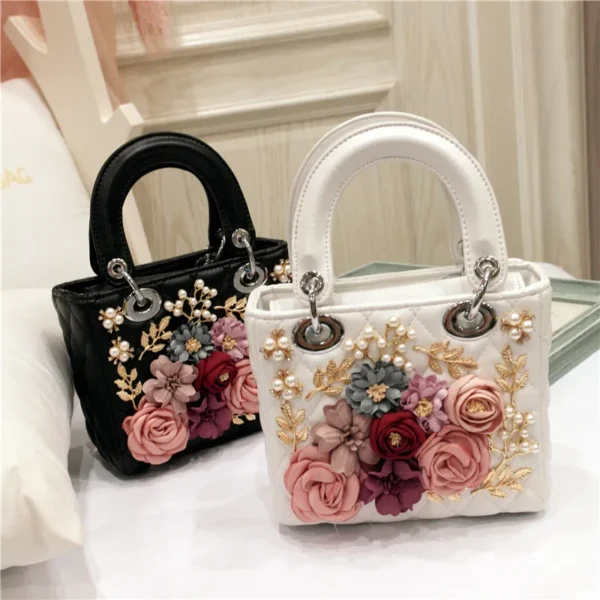 2022 Spring New Fashion Women's Bag Minority Flower Pearl Portable One Shoulder Messenger Bag Princess Bag Classic Versatile - Image 3