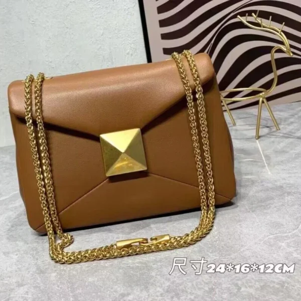 Women's Luxury Designer Handbag Top Quality Genuine Leather Large Rivet Crossbody Shoulder Bag Fashion Chain Square Bag Female - Image 28