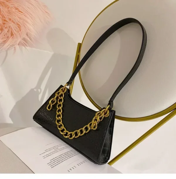 2020 New Korean Fashion Crocodile Pattern Crossover Shoulder Bag Handbag New High Quality PU Chain Solid Color Shoulder Bag - Image 11