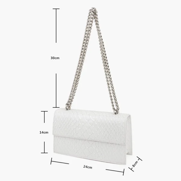 Donna-in Mermaid Pattern White Women Crossbody Bag Split Leather Fashion Chain Square Purse Ladies Shoulder Bag 2023 Summer - Image 6