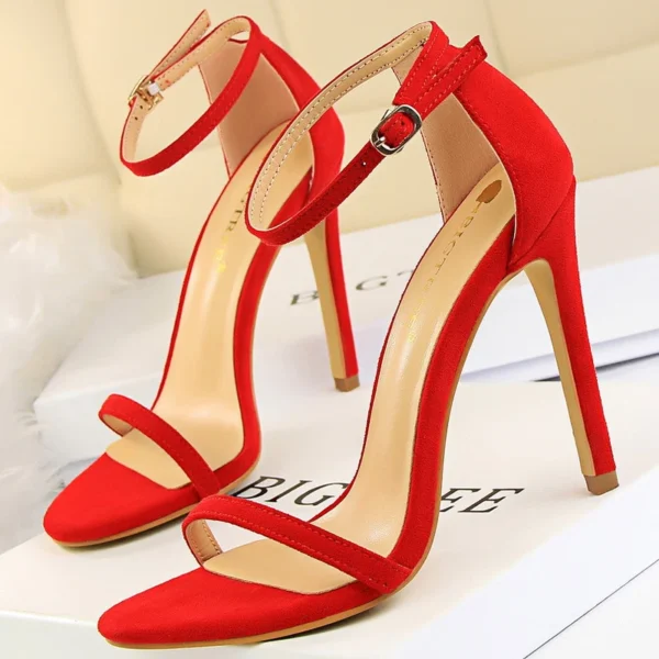 BIGTREE Shoes Summer Women Sandals Suede Hollow High Heels Stiletto Fashion Sandles Women Heels Ladies Shoes Women's Sandals - Image 7