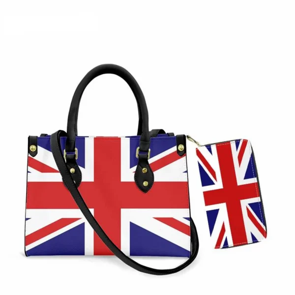 British Flag Shouldr Bags for Women Casual Messenger Bag Female PU Leather Bags Party Handbag with Wallet Set