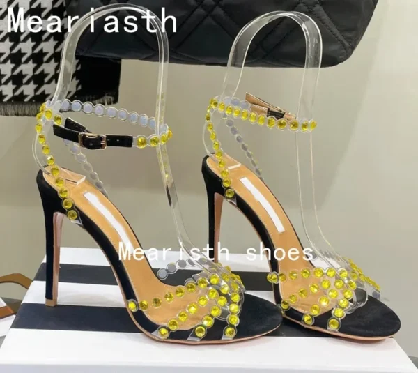 2023 New brand Sequined Crystal Women Sandals Sexy Spike High heels Gladiator sandals Summer Wedding Prom Shoes Sandalias Mujer - Image 16