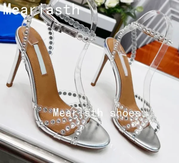 2023 New brand Sequined Crystal Women Sandals Sexy Spike High heels Gladiator sandals Summer Wedding Prom Shoes Sandalias Mujer - Image 13