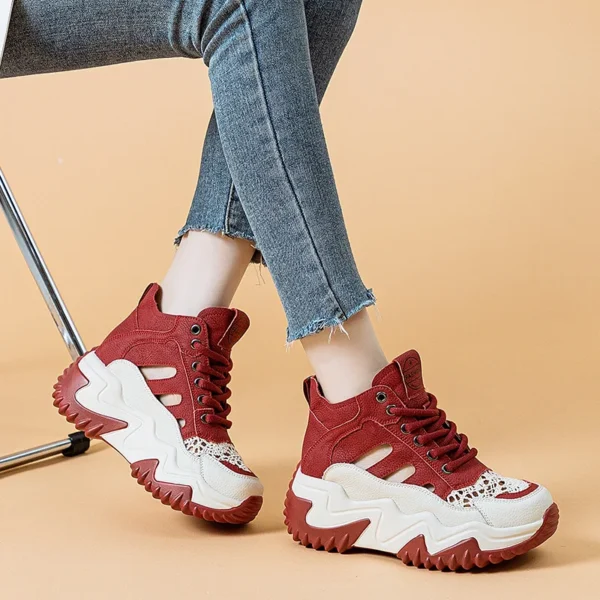 7cm Genuine Leather Platform Wedge Chunky Sneakers Casual Leisure Women Summer Sandals Girl Walking Flat Shoes Platform Sandals - Image 7