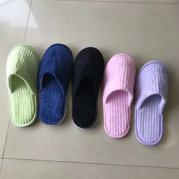 5 Pairs Winter Slippers Men Women  Hotel Disposable Slides Home Travel Sandals Hospitality Footwear One Size on Sale - Image 40