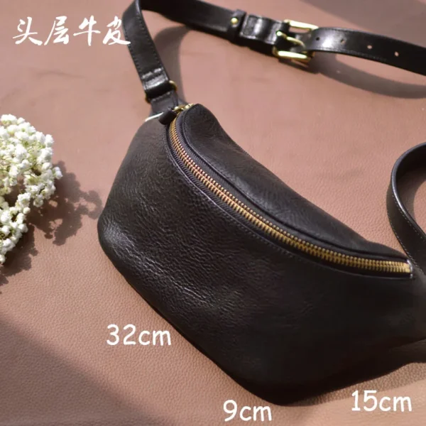 AETOO Original hand-plant tanned cow leather shoulder bag new oblique chest bag casual women's multi-functional Fanny pack - Image 3