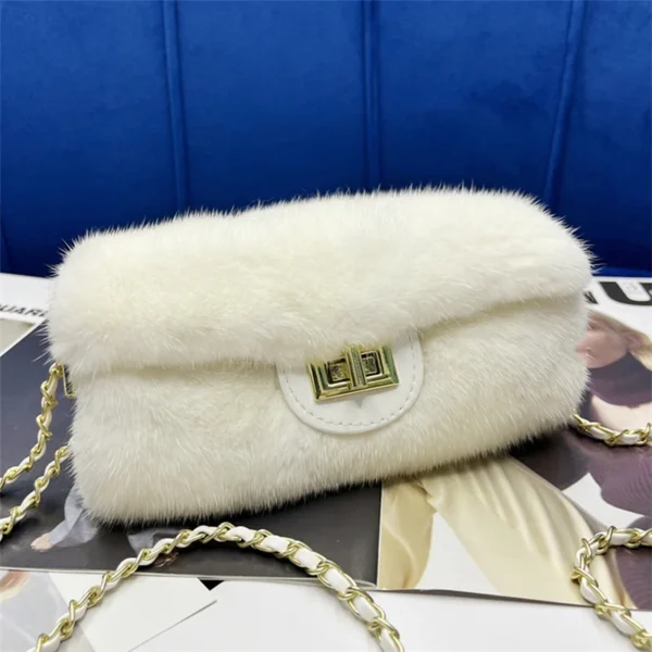 Women’s Mink Leather Handbag 2023 New Fashion Designer Fluffy Fur Large Capacity Shopping Bag Women’s Fur Handbag Luxury Fur Bag - Image 2