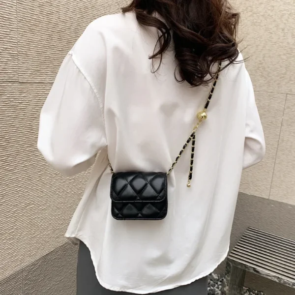 Cross border women's bag 2023 new internet celebrity mini square bag small fragrant wind diamond grid chain crossbody bag fash - Image 5