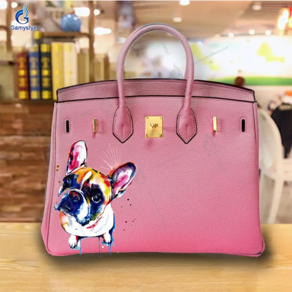 Art Print Colorful cute little dog Customize Totes Women Clutch purses and handbags Designer Ladies purses Genuine Leather New - Image 8