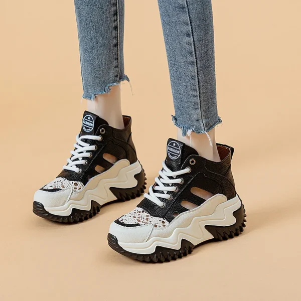 7cm Genuine Leather Platform Wedge Chunky Sneakers Casual Leisure Women Summer Sandals Girl Walking Flat Shoes Platform Sandals - Image 8