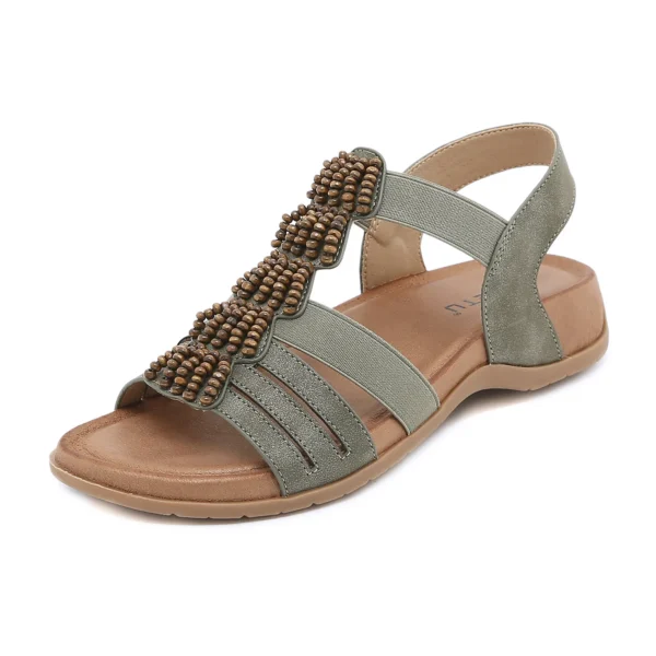 2023 European And American Summer Retro Beaded Large Fashion Cross-border Roman Flat Women's Sandals