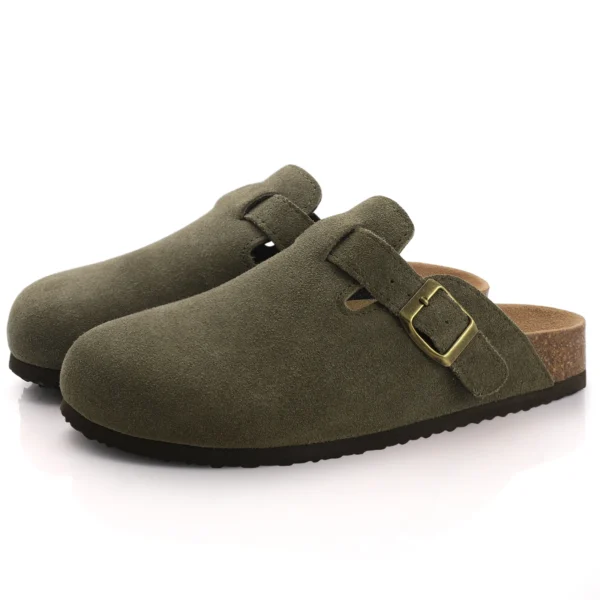 Comwarm Fashion Women's Suede Mules Slippers Men Clogs Cork Insole Sandals With Arch Support Outdoor Beach Slides Home Shoes - Image 24