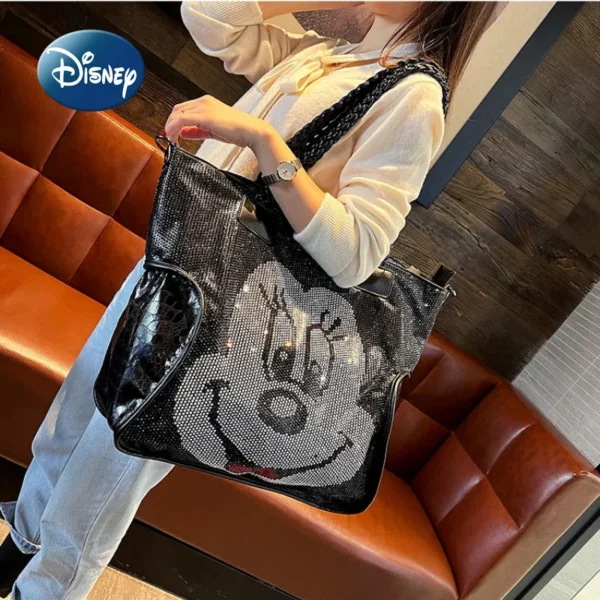 Disney Minnie New Women's Handbag Cartoon Fashion Women's Shoulder Bag Luxury Brand Diamond Embedding Women's Bag Large Capacity - Image 3