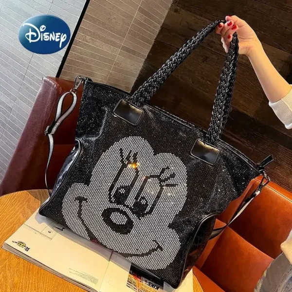 Disney Minnie New Women's Handbag Cartoon Fashion Women's Shoulder Bag Luxury Brand Diamond Embedding Women's Bag Large Capacity