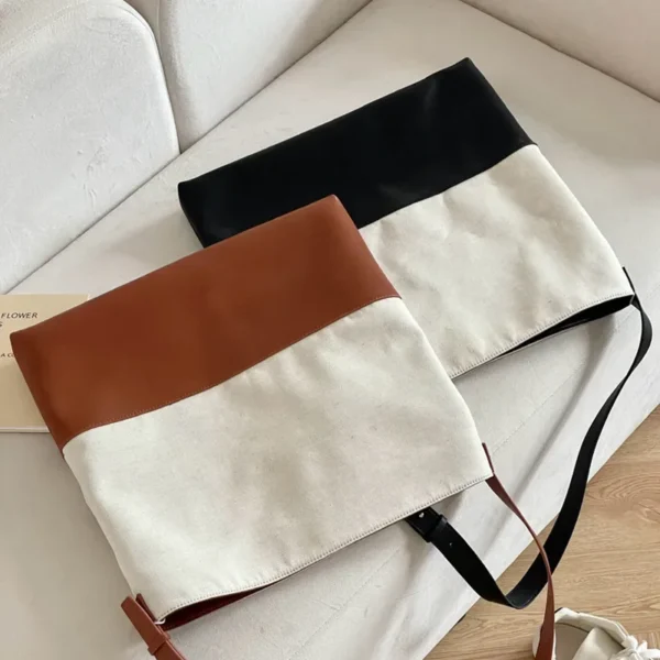 Contrast Color Lazy Style Shoulder Handbag 2024 New Style Crossbody Large Bag Casual Large Capacity Versatile Shopping Bag - Image 2