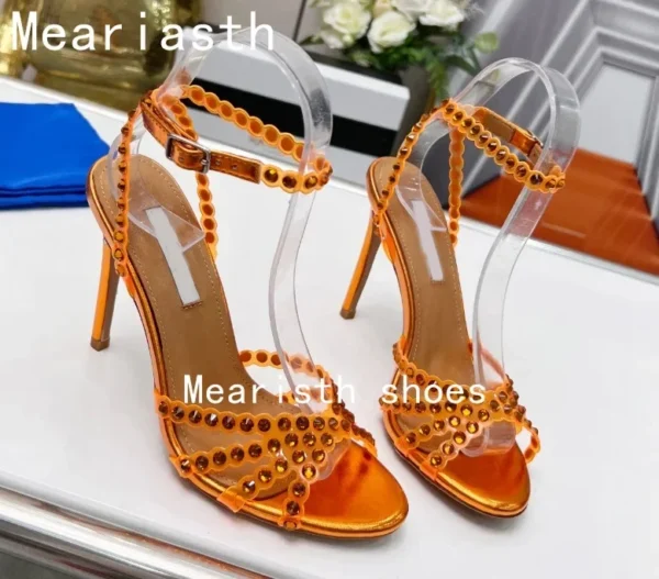 2023 New brand Sequined Crystal Women Sandals Sexy Spike High heels Gladiator sandals Summer Wedding Prom Shoes Sandalias Mujer - Image 6