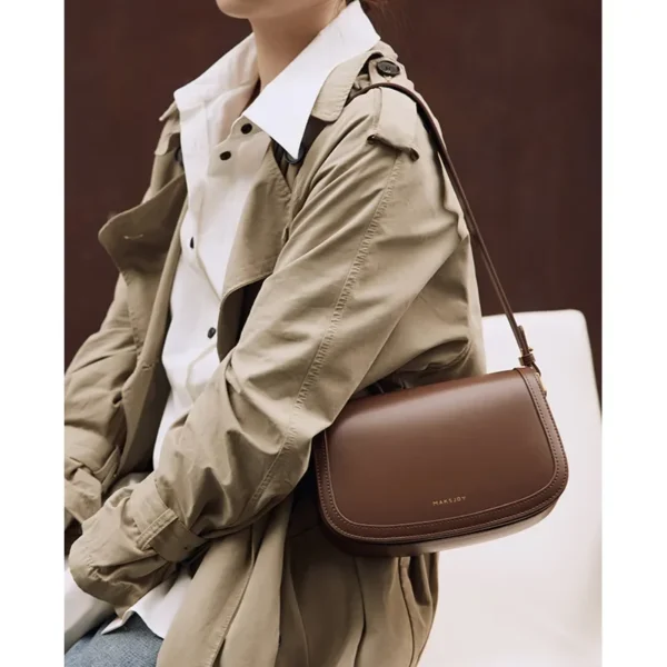 ZR DIARY Leather Saddle Bag Women Autumn Winter Sewing Square Messenger Bag Cowhide Ladies Shoulder Bag 3233-40 - Image 2