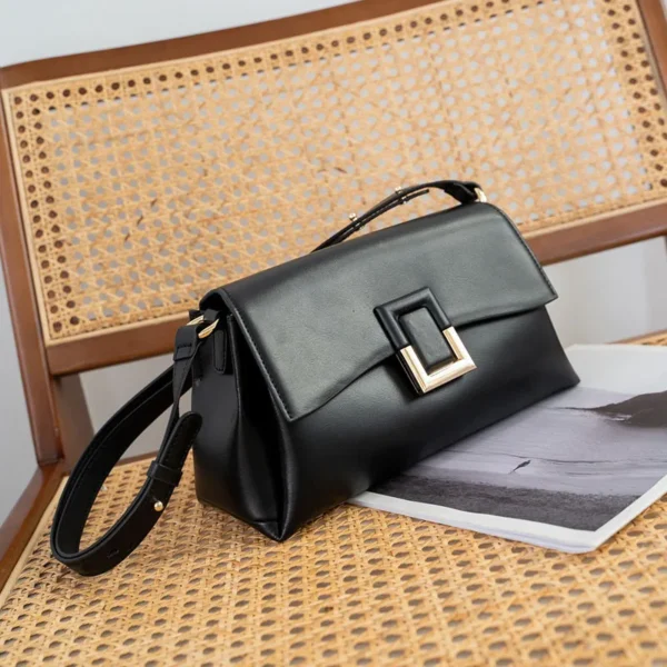 Female Split Leather Square Handbags Solid Color Women Commute Messenger Bags Fashion Simple Lady's Shoulder Bag Flap Pocket New - Image 11