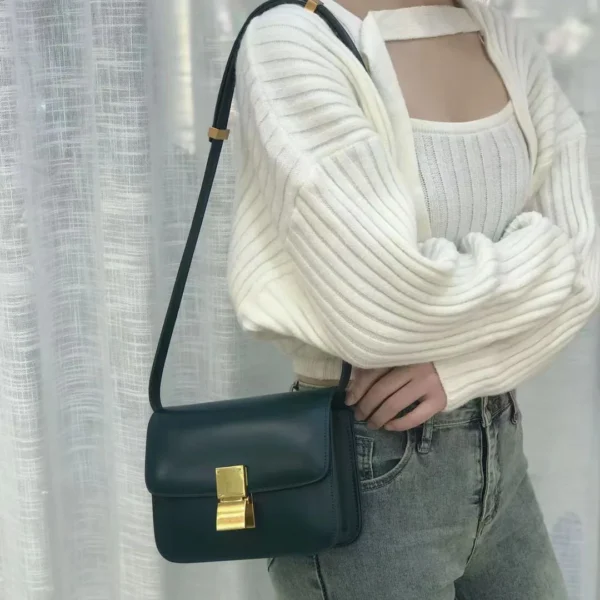 2024 New Classic Box Cowhide Tofu Bag Single Shoulder Crossbody Small Square New High Quality Real Leather Women's Bag - Image 5