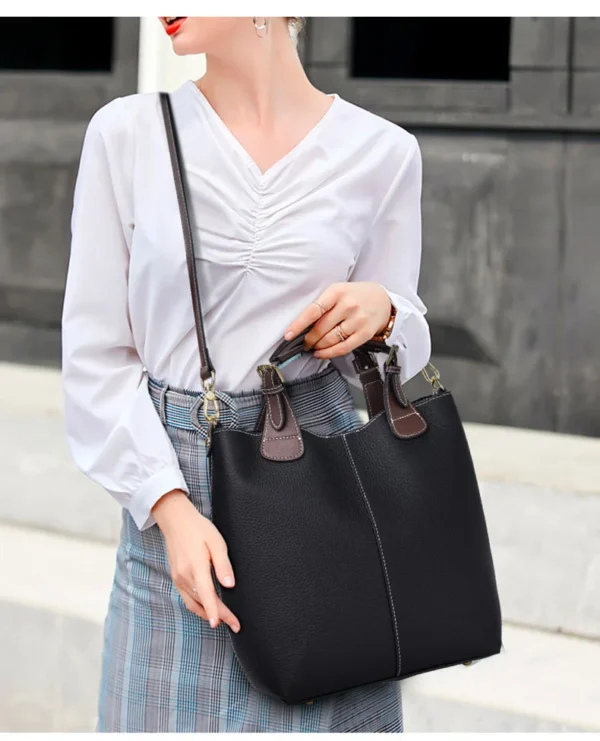 2023 New First Layer Cowhide Women's Handbags Fashion Shoulder Crossbody Bag Versatile Large Capacity Portable Tote Bags - Image 4