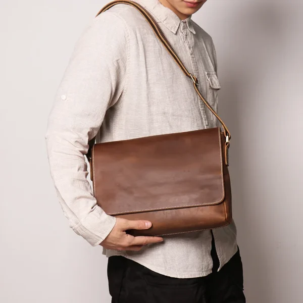 2024 New Men Head Cowhide Leather Shoulder Messenger Cross Body Vintage Purses And Handbags - Image 3