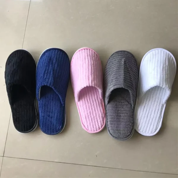 5 Pairs Winter Slippers Men Women  Hotel Disposable Slides Home Travel Sandals Hospitality Footwear One Size on Sale - Image 35