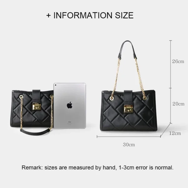 2023 New Designer Quality Genuine Real Leather Lambskin Handbag Shoulder Bag for Women Lady Large Capacity Fashion Chain Tote - Image 4