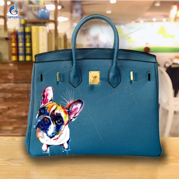 Art Print Colorful cute little dog Customize Totes Women Clutch purses and handbags Designer Ladies purses Genuine Leather New - Image 19