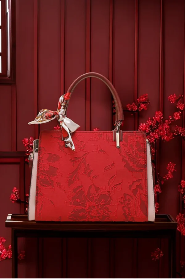 Chinese Style New Chinese Jacquard Handbag Female Red Bridal Bag Wedding Gift Wedding Bag Mother - Image 3