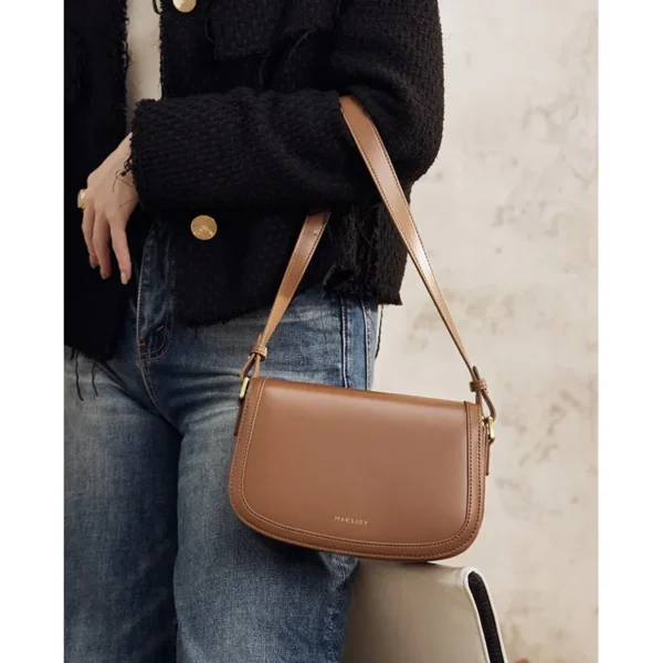 ZR DIARY Leather Saddle Bag Women Autumn Winter Sewing Square Messenger Bag Cowhide Ladies Shoulder Bag 3233-40 - Image 7