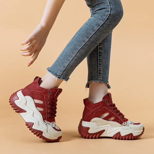 7cm Genuine Leather Platform Wedge Chunky Sneakers Casual Leisure Women Summer Sandals Girl Walking Flat Shoes Platform Sandals - Image 3