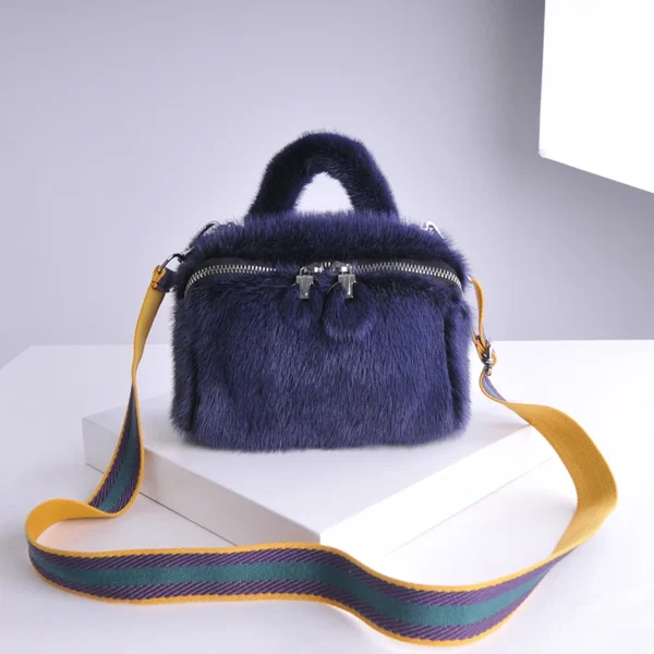 2023 new imported mink fur women's bag trend light luxury handbag fur bag cross-body square bag shoulder bag - Image 11