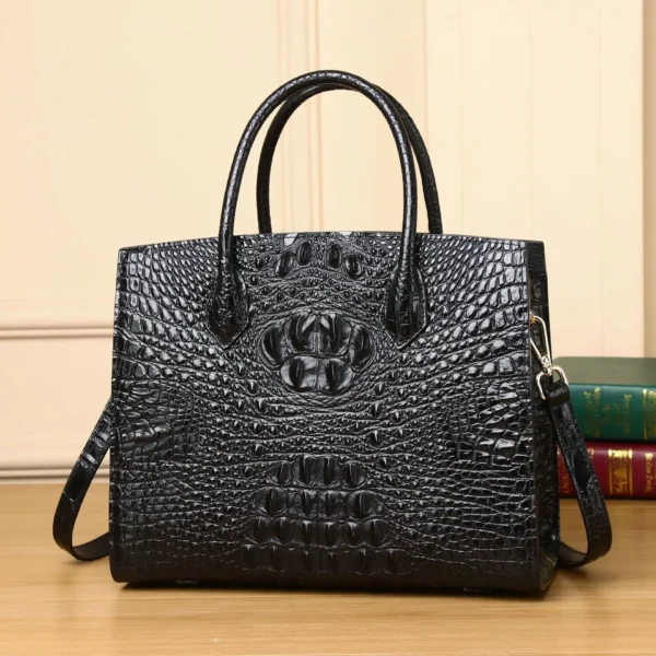 Crocodile Pattern Genuine Leather Fashion Single Shoulder Diagonal Straddle Luxury Designer Handbag Large Capacity Women's Bag - Image 2