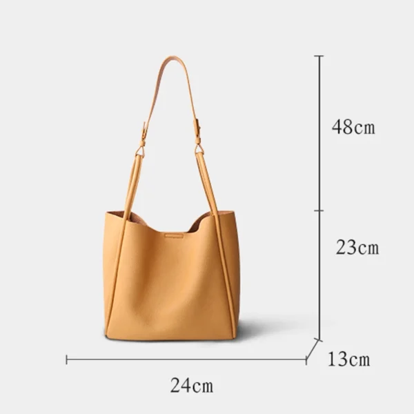 Fashion Female Genuine Leather Shoulder Bags Women Handbag Solid Color Lady Bucket Messenger Bag With Removable Inner Purse New - Image 6