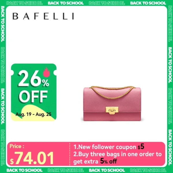 BAFELLI 2023 LUXURY BRAND CLASSIC STYLE FASHION BUSINESS ELEGANT BOXY CHAIN LEATHER SQUARE BAG HANDBAG SHOULDER CROSSBODY RETRO