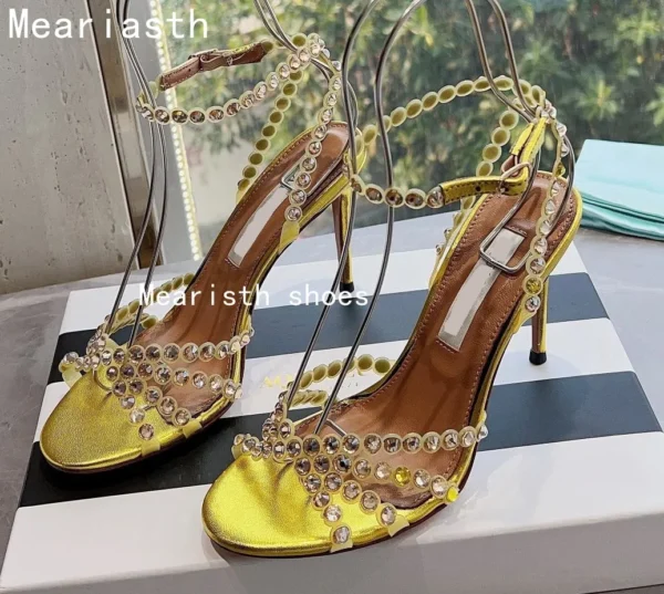 2023 New brand Sequined Crystal Women Sandals Sexy Spike High heels Gladiator sandals Summer Wedding Prom Shoes Sandalias Mujer - Image 4