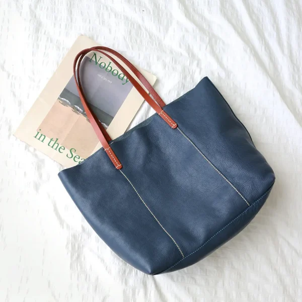 2023 New Summer Tote Bag Women Handbag Female Large Capacity Soft Vegetable Tanning Cowhide Real Leather Underarm Shoulder Bag - Image 4