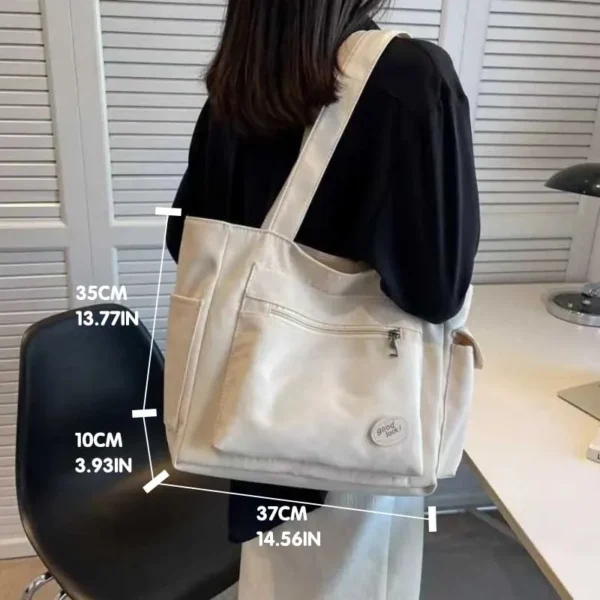 Women's Fashion Shoulder Bag Class Large Capacity Student Tote Bag 2023 New Canvas Commuter Handbag Women Bag - Image 3