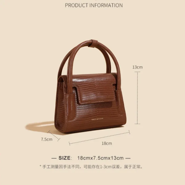 2023 new leather women's bag lizard print single-shoulder handbag niche design small square bag crossbody bag - Image 6