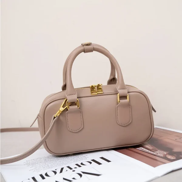 Women'S Leather Bag Bowling Handbag Boston Fashion Versatile Crossbody Leather Small Square Bag - Image 5