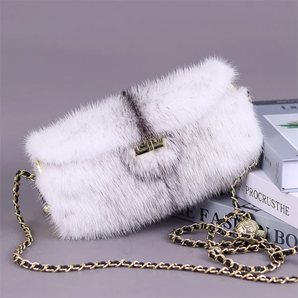 Women’s Mink Leather Handbag 2023 New Fashion Designer Fluffy Fur Large Capacity Shopping Bag Women’s Fur Handbag Luxury Fur Bag - Image 9