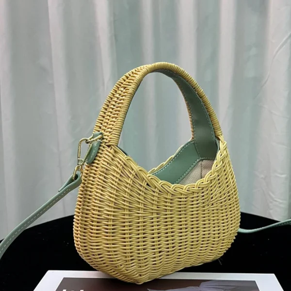 2024 New Fashion Women's Shoulder Bag Summer Grass Weaving Beach Crossbody Bag Fashion Half Month Handbag Zero Wallet - Image 5