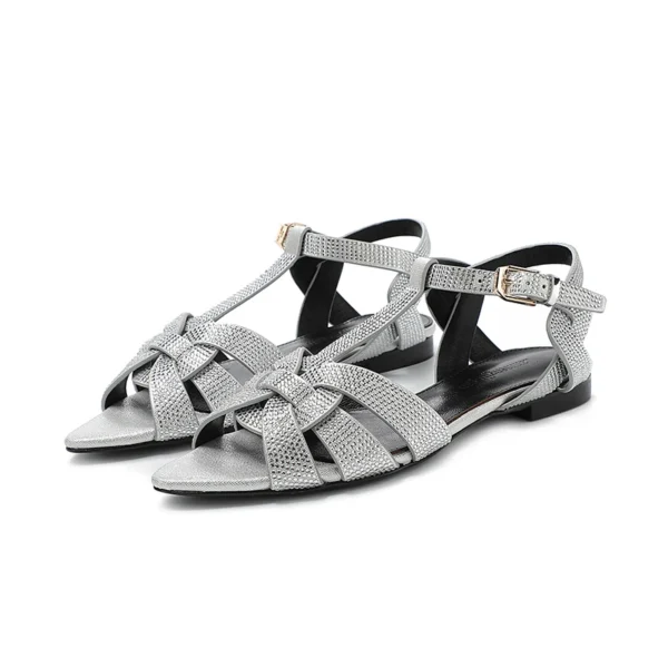 2023 New Beach Sandals with Buckle Open Toe Shoes Flat Bottom Slippers Simple and Fashionable Solid Color Versatile Casual Shoes - Image 4